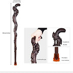 Wood Cane with Supportive Curved Handle, Exquisite Carving Walking Canes, Handmade Carved Sticks, Ebony Crutch Stick Gift for Men and Women