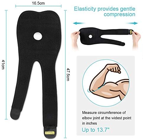 Elbow Brace, Adjustable Elbow Support with Dual-Spring Stabilizer, Elbow Strap for Golfers Elbow, Tennis Elbow, Arthritis, Tendonitis, Sports Injury Pain Relief and