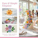 Set of 60 Edible Flowers & Leaf Cupcake Toppers Wedding Cake Party Food Decoration Mixed Size & Colour for Anniversary