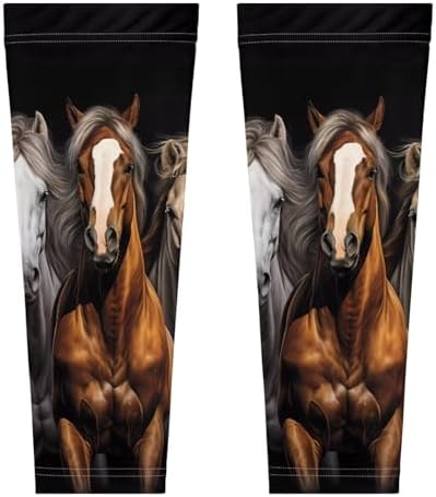 FUSRIRE Horse Leg Sleeve for Men Women Animal Print Leg Compression Sleeves Set of 2 Leg Warmers Covers Leg Compression Socks Calf Support Sleeves Sports Accessories