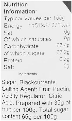 Mrs Bridges Blackcurrant Preserve, Made in Scotland, 12oz Jar (Pack of 2)