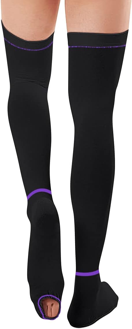 T.E.D. Anti Embolism Stockings Thigh High Knee High for Women Men, 15-20 mmHg Compression TED Hose with Inspect Toe Hole