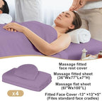 4 Sets Premium Microfiber Massage Table Sheets Set 3 Piece Set Includes Massage Table Cover Fitted Sheet and Fitted Face Rest Cover, Purple