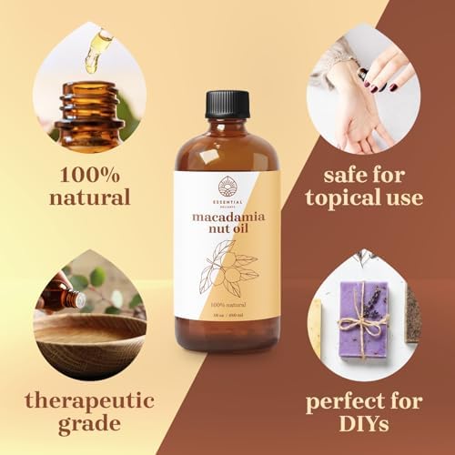 Macadamia Oil by Essential Delights - 100% Pure & Certified | Pure Grade Macadamia Oil for Diffuser, Aromatherapy, Candle-Making, Skin & Hair Care (16 Fl.Oz.)