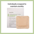 McKesson Hydrocellular Foam Dressings, Sterile, Silicone Adhesive with Border, Dimension 3 in x 3 in, Pad 1 4/5 in x 1 4/5 in, 10 Count, 1 Pack