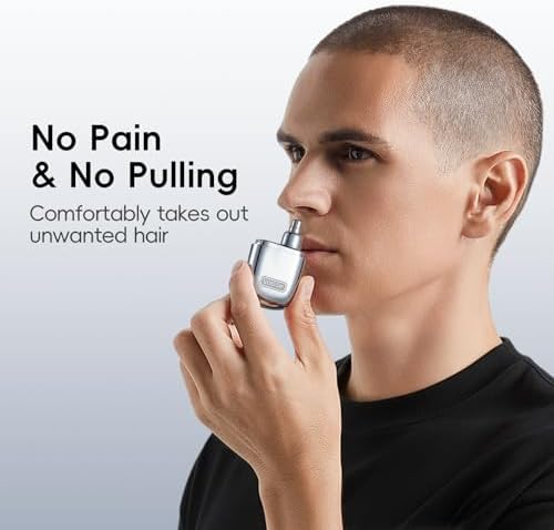 yoose Nose Hair Trimmer, Alloy Rechargeable Nose Hair Trimmer for Men Women, IPX7 Waterproof, Detachable Head, Easy to Clean, Portable Travel Size Nose Trimmers, Dual Edged Blades, Painless, Silver