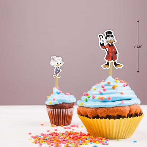 Scrog mcdck Cupcake Topper - Cartoon Duck Inspired Birthday Cupcake Decorations, Gold Coin Theme Party Picks, Fun Character Dessert Toppers for Birthday Party Supplies