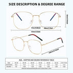 Oversized Metal Reading Glasses Women Men, Large Fashion Blue Light Blocking Computer Readers