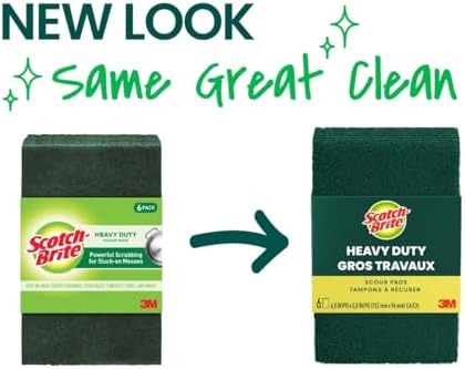 Scotch-Brite Heavy Duty Scouring Pad, Durable and Long-Lasting Dish Scrubber for Kitchen + Outdoor, 30 Scrub Pads for Uncoated Pots and Pans, Cast Iron Cooktops, Grill Grates, Oven Racks, and BBQ