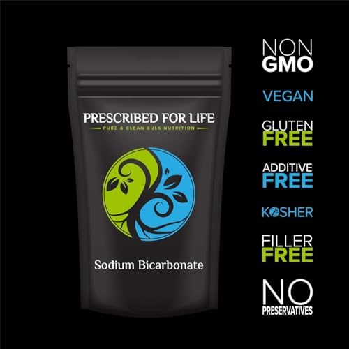 Prescribed For Life Sodium Bicarbonate Powder, Organic Aluminum Free Baking Soda, Bicarbonato de Sodio en Polvo, USP Grade (1kg / 2.2lb)