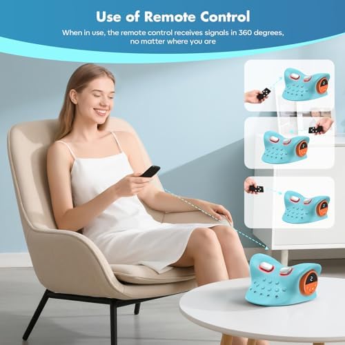 Smedz Neck Massager 2026, 4-in-1 Neck & Shoulder Massager with Multi-Directional Stretch, Heating & Vibration, 360° Remote Control–Ergonomic for Home, Office, Car Travel‌（Sky Blue‌）