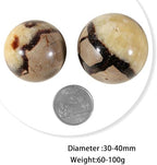 mookaitedecor Natural Septarian Dragon Crystal Ball with Wooden Stand for Display, Polished Stone Sphere for Divination Feng Shui Home Office Decoration, 1.18-1.57 Inch