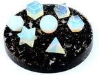Opalite 7 Stones Sacred Geometry Sets Gemstone Platonic Solid Top Grade Quality Merkaba Star w/Attractive Cleansing Life Vitality Healing