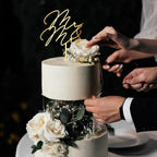 Mr & Mrs Wedding Cake Topper in Golden Acrylic (Design 03)