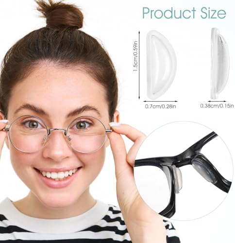 30 Pairs Eyeglass Nose Pads, Nose Pads for Glasses Noses Pad for Glass Anti Slip Noses Bridge for Glasses Adhesive Replacement for Sunglasses D-Shaped Adhesive Cushions Silicone Black White