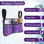 Wheelchair Side Bag, Wheelchair Bag Armres Waterproof Wheelchair Armrest Pouch with Reflective Stripe, Bag for Wheelchair Side Organizer Wheelchair Pouch Side Pocket for Wheelchair, Purple