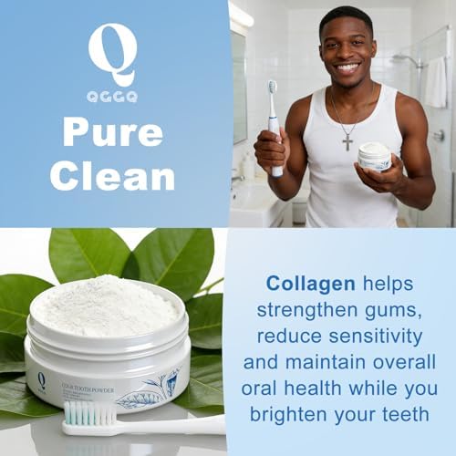 Teeth Whitening, Teeth Whitening Powder with Hydroxyapatite & Collagen, Toothpaste Whitening Powder for Coffee, Tea, Food, Wine, and Tobacco Stains, Strengthens Enamel & Gums - Fresh Mint