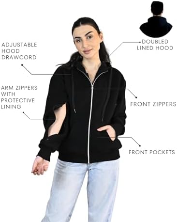 Inspired Comforts Dialysis Port Access Unisex Hoodie with Two Way Arm Access Zip