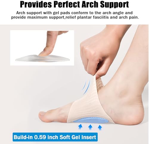 NuCamper Arch Support Compression Sleeves (Pair) for Plantar Fasciitis Relief, Non-Slip Wearable Foot Arch Supports Brace for Men & Women, Foot Sleeves Support for Fallen Arches, High Arch, Flat Feet