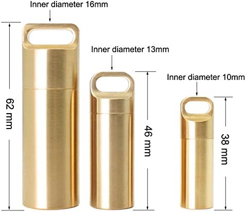 PPFISH 3 Air-Tight EDC Accessory Case, Pill Fob Capsule Keychain, Waterproof Match Case Battery Holder, Outdoor Survival Storage Metal Container Dry Box