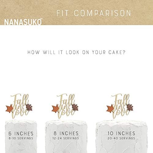 Cake Topper - Fall in love - Double Sided gold glitter with fall colors leaves - Premium quality Made in USA
