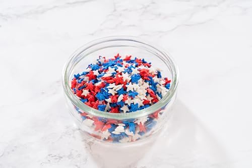 Bakerpan July 4th Sprinkles for Cake Decorating - Star Confetti 4 Ounces - Independence Day Red, White & Blue Edible Confetti Sprinkles for Cupcakes, Ice Cream, Cookies, Cakes (Made in USA)
