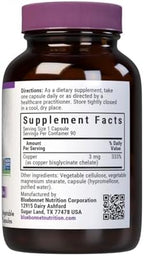 Bluebonnet Nutrition Albion Chelated Copper, Nervous System & Immune Health*, Soy-Free, Gluten-Free, Non-GMO, Kosher Certified, Dairy-Free, Vegan, 90 Vegetable Capsules, 90 Servings