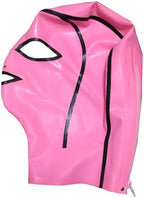 IOKUKI Latex Hood Rubber Mask Handmade for Men Women,Latex Open Mouth Mask with Back Zipper and Nostril Breathing
