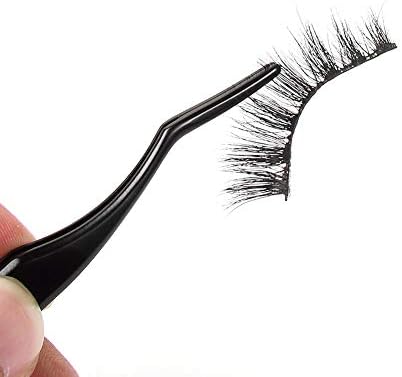 False Eyelash Applicator - FEITA Professional Curved Eyelashes Extension Tweezer for Easy Lashes Application and Removal - Black - 1Pc