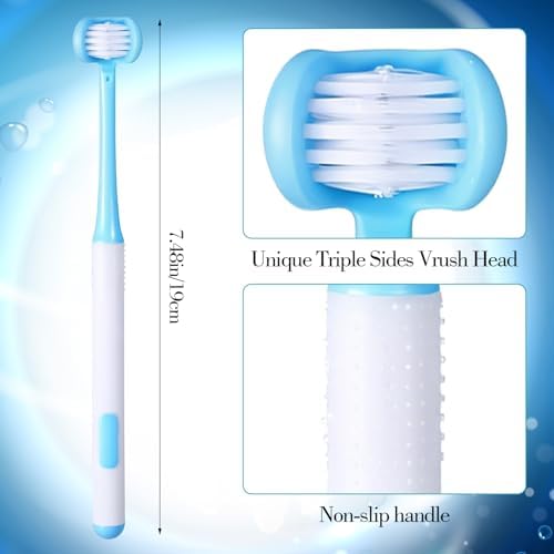 2Pcs 3 Sided Autism Toothbrush, U-Shaped 360° Oral Teeth Cleaning Design Kids Toothbrush for Adult, Toddler, Soft and Gentle for Complete Tooth Care (Blue, Green)