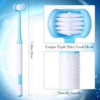 2Pcs 3 Sided Autism Toothbrush, U-Shaped 360° Oral Teeth Cleaning Design Kids Toothbrush for Adult, Toddler, Soft and Gentle for Complete Tooth Care (Blue, Green)