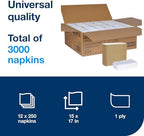 Tork White Dinner Napkin, 1/8 Fold 1-ply, 17" x 14.9", 12 x 250 napkins, N5181A, White