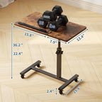 Overbed Bedside Desk Mobile Rolling Laptop Stand Tilting Overbed Table with Wheels Height Adjustable Tray Table for Laptop Bed Sofa Side Table