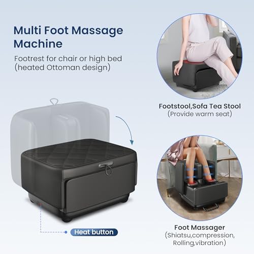 COMFIER 2 in 1 FSA Foot Massager Machine,HSA Shiatsu Foot and Calf Massager with Heat,Kneading,Vibration,Compression Massagers for Feet Health,Plantar Fasclitis,Mother‘s Day Gifts for Mom