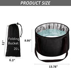 Foot Bath Basin 20L Collapsible Bucket, Portable Foot Soak Tub Feet Soaking Bucket for Outdoor Travel, Camping, Fishing(Black)