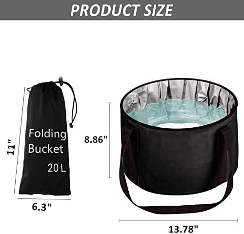 Foot Bath Basin 20L Collapsible Bucket, Portable Foot Soak Tub Feet Soaking Bucket for Outdoor Travel, Camping, Fishing(Black)