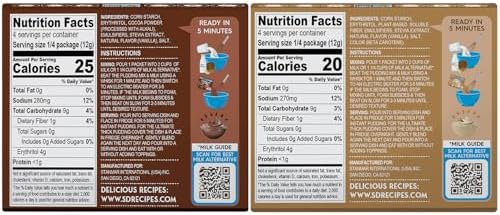 Simply Delish Natural Instant Pudding Variety Pack, 1 Chocolate & 1 Vanilla