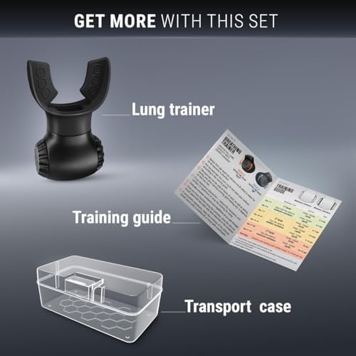 Lung Trainer - Dual-Resistance Breathing Exerciser - High-Quality Silicone - Workout Program Included - Portable