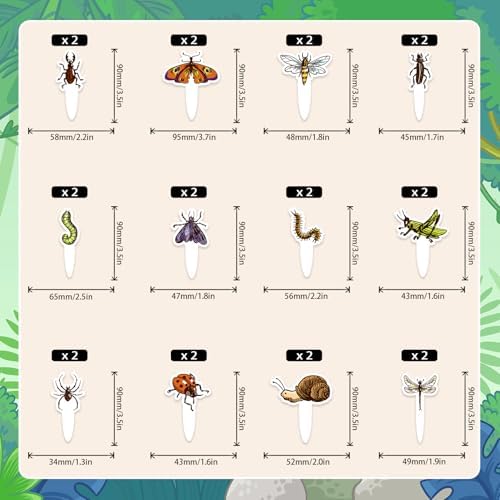 24pcs Insect Cupcake Toppers Set Bug Theme Happy Birthday Ladybug Beetle Decorations, Insect Theme Party, Boys and Girls Birthday Party or Baby Shower Decoration, Birthday Gift for Kids. LIANGSS