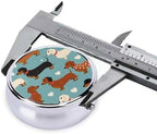Dachshund Printed Pill Organizer,Round Travel Pill Organizer mini Medicine Pill Box for Purse Iron Plating