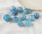 Natural Aquamarine Crystal Sphere Healing Gemstone Ball Sculpture Figurine with Wooden Stand for Divination Home Decoration 20mm