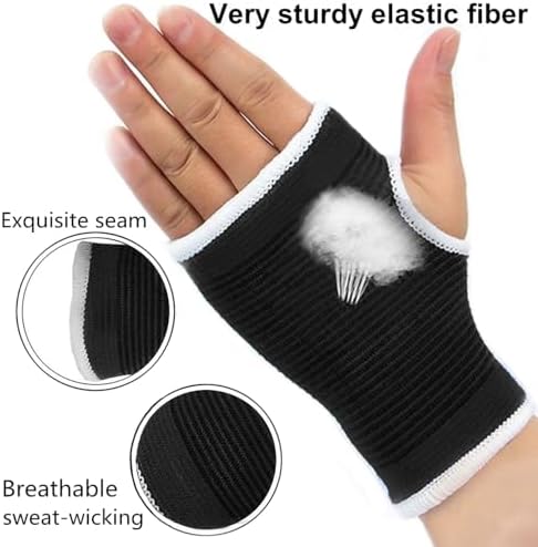 Palm Brace Wrist Compression Sleeves, Everyday Use Wrist Brace, Compression Carpal Tunnel for Wrist Pain Relief, Fitness Gloves, Sports compression Glove, Wrist guard for Men and Women (White edged Black)