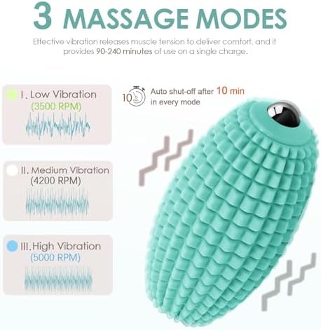 Vibrating Massage Ball for Muscle Recovery, Silicone Myofascial Massage Ball, Plantar Fasciitis Relief,Hip & Psoas Release, Deep Tissue & Trigger Point Roller for Neck, Back, Foot (Blue)