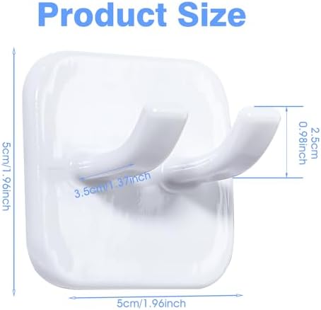 Razor Holder, Shaver Hook Hanger Stand 2 Pack, Waterproof Utility Storage Hooks, Wall Mounted Self-Adhesive Double Hooks for Razor, Loofah, Towel, Shaver, Coat, Key,Easy to Install - White