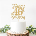 Happy 46th Birthday Cake Topper, 46th Birthday Decorations, Cheers to 46 Years, Hello 46, 46th Happy Birthday Party Supplies Gold Glitter