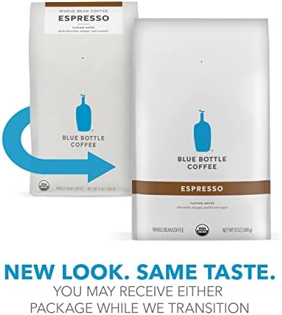 Blue Bottle Whole Bean Organic Coffee, Espresso, Dark Roast, 12 Ounce bag (Pack of 1)