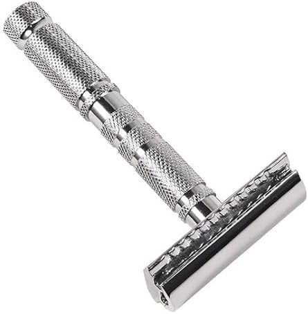 Parker A1R TRAVEL SAFETY RAZOR - Compact 4-Piece Double Edge Safety Razor with Protective Leather Case - Ideal for Everyday Use - Iconic Brand