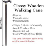 Handmade Wooden Walking Cane for Men Women Stylish Natural Wood Walking Sticks with Wrist Strap and Rubber Tips - 36 Inches