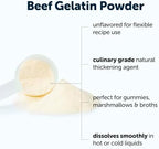Beef Gelatin Powder, 2lb (32oz) | Premium Source from Grass-Fed & Pasture Raised Beef | Unflavored Thickening Agent for Cooking & Baking | Rich in Natural Protein & Collagen | Non-GMO, Gluten Free