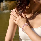 Farfume Bead Bracelets for Women, Handmade Natural Stone 4mm Beads 925 Sterling Silver Stretch Bracelets, Chakra Crystal Gemstone Jewelry Gifts for Mom